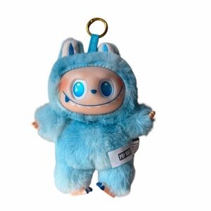 Blue Plush Labubu Monster Key & Card Holder - Unbranded Cute Fuzzy Charm